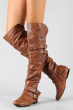 Buckle Slouchy Riding Over-The-Knee Boots