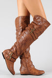 Buckle Slouchy Riding Over-The-Knee Boots