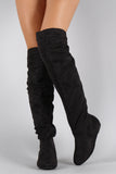 Suede Slouchy Thigh High Flat Boot