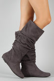 Soda Suede Slouchy Knee High Flat Boot