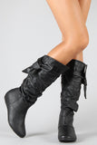 Wild Diva Lounge Knotted Slouchy Wedge Boot