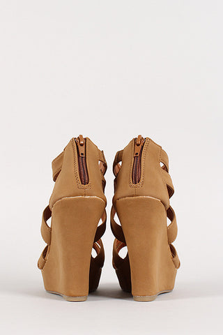 Strappy Open Toe Platform Wedge