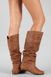 Slouchy Round Toe Knee High Flat Boot