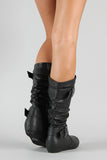 Wild Diva Candies-15 Buckle Slouchy Mid Calf Boot