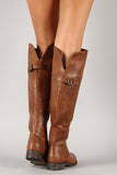 Buckle Round Toe Riding Knee High Boot