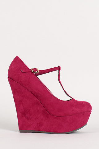 Round Toe Buckled Round Toe Platform Wedge
