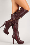 Bamboo Zipper Buckle Platform Stiletto Boot