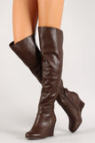 Round Toe Over-The-Knee Wedge Boot