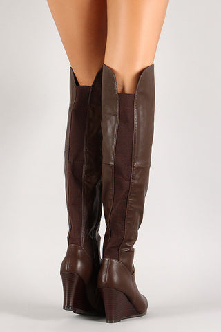 Round Toe Over-The-Knee Wedge Boot