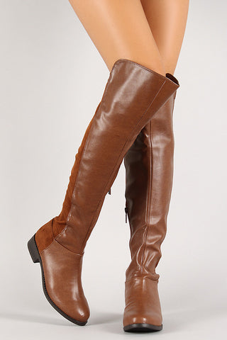 Breckelle Mixed Media Round Toe Riding Boot