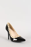 Wild Diva Lounge Patent Pyramid Studded Pointy Toe Pump