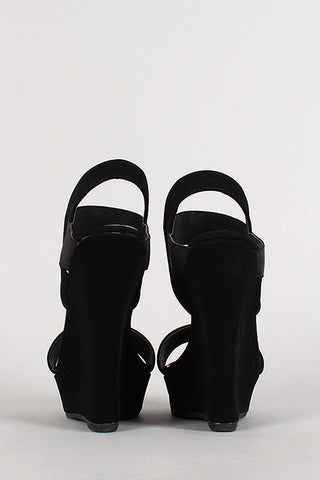 Bamboo Nubuck Open Toe Platform Wedge
