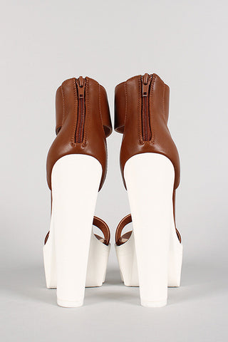 Wild Diva Lounge Two Tone Lug Sole Open Toe Heel