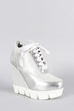 Dollhouse Metallic Lug Sole High Top Wedge Sneaker