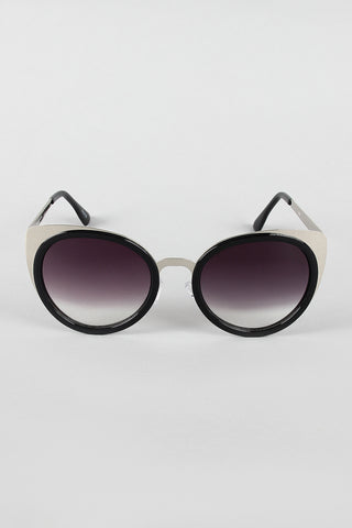 Metallic Frame Cat Eye Sunglasses