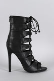 Liliana Caged Lace Up Peep Toe Stiletto Heel