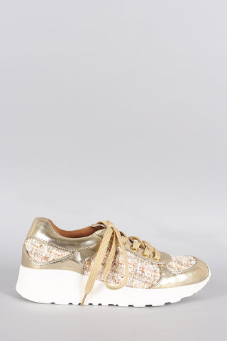 Metallic Tweed Round Toe Sneaker