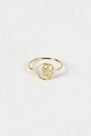 Moon and Stars Emblem Ring