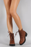 Wild Diva Lounge Military Lace Up Bootie