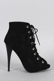 Qupid Corseting Peep Toe Bootie