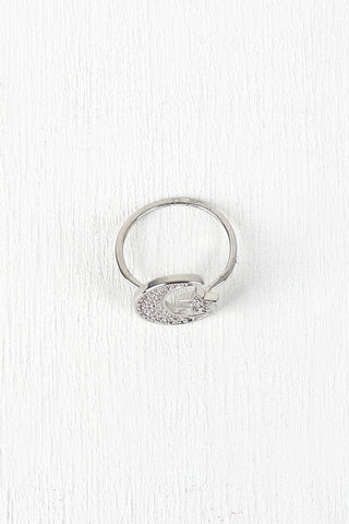 Rhinestone Moon and Star Ring