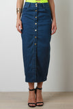 Button Down Denim Midi Skirt