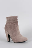 Bamboo Suede Slouchy Round Toe Platform Heeled Booties