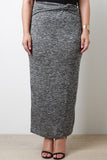 Plus Size Melange Knit Maxi Skirt