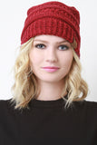 Mottled Ridged Knit Beanie