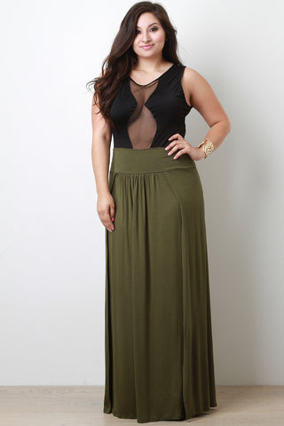 Plus Size Mesh Panel Bodysuit