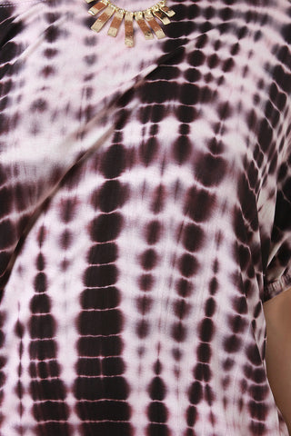 Vertical Tie Dye Asymmetrical Dolman Midi Dress