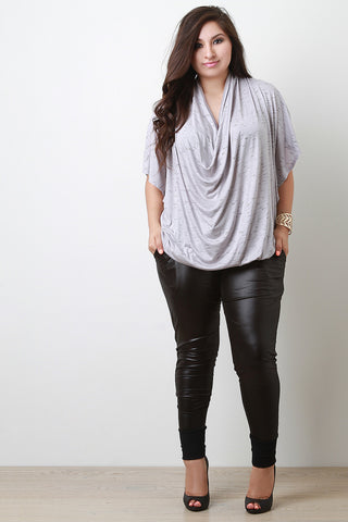 Plus Size Cowl Neck Short Sleeve Top