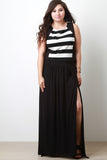 Plus Size Sleeveless Stripe Structured Crop Top