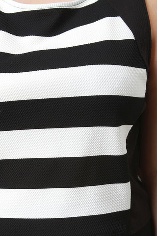 Plus Size Sleeveless Stripe Structured Crop Top