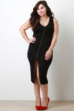 Plus Size Snap Button Midi Dress