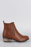 Bamboo Slit Gores Western Burnished Ankle Boots