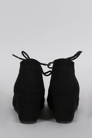 Bamboo Patch Work Wedge Booties