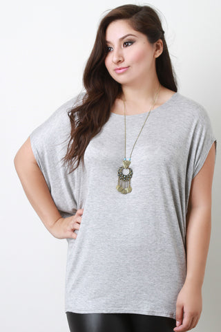 Dolman Short Sleeve Round Neck Top