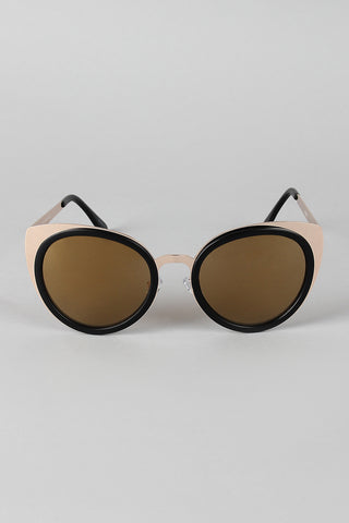 Matte Redacted Metallic Frame Cat Eye Sunglasses