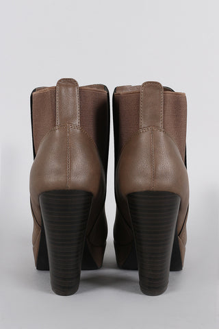 Wild Diva Lounge Elastic Gores Platform Chunky Heeled Booties