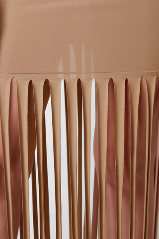 Fringe Accent Maxi Skirt