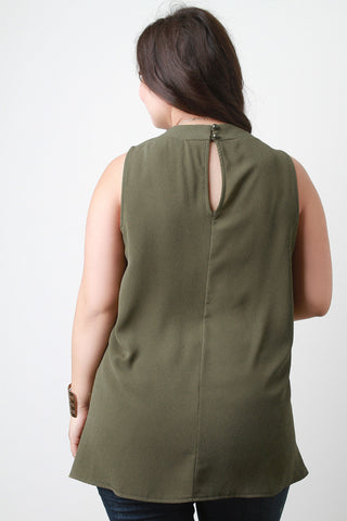 Princess Seams Sleeveless Chiffon Trapeze Top