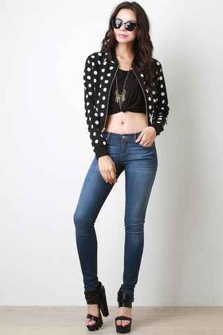 Polka-Dot Zipper Jacket