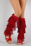 Fringe Covered Shaft Gladiator Sandal