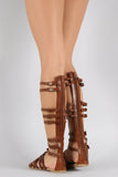 Strappy Buckle Open Toe Gladiator Knee High Flat Sandals