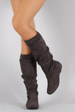 Qupid Suede Slouchy Sweater Knee High Boots