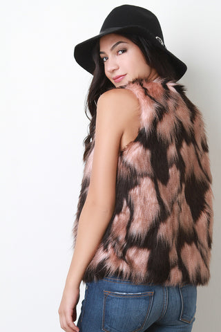 Two Tone Faux Fur Vest