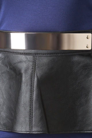 Plate Front Vegan Leather Skirt Belt