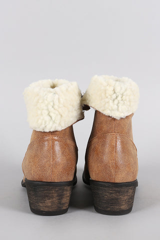 Dollhouse Western Flair Shearling Cuff Booties