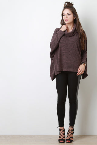 Melange Knit Cowl Neck Sweater